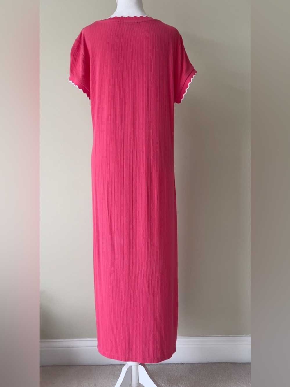 Tommy Hilfiger Women’s Round Neck Short Sleeve Ribbed Hot Pink Midi Dress EUC - Picture 7 of 10